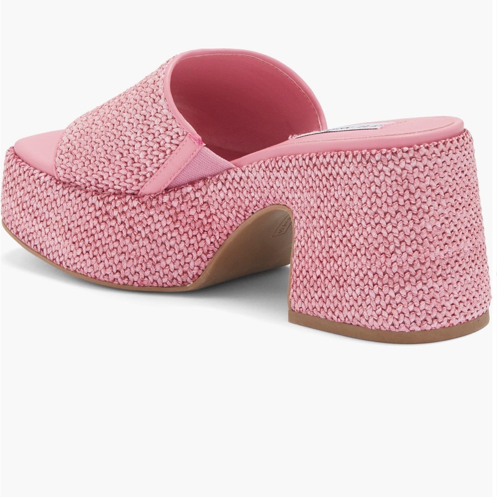 Steve Madden Reign Platform Mule Pink Raffia - Picture 2 of 6